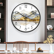 New Chinese watch and clock clock living room home fashion Chinese style landscape modern simple clock silent bedroom wall watch