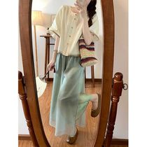 (24 hours delivery) New Chinese Hanfu girl suit new retro literary fresh jacquard short top
