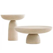 Wabi-sabi mud coffee table small apartment internet celebrity ins cream travertine round outdoor side table designer tea table