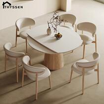 Nordic solid wood slate square and round dual-purpose retractable folding dining table for household small apartments variable round table dining table