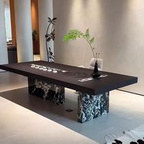 New Chinese style solid wood tea table and chair combination modern light luxury slate tea table villa office designer style tea table