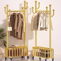 Clothes rack floor-standing bedroom clothes hanger with wheels removable household simple coat rack indoor room drying clothes ready-made clothes