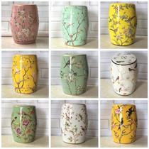 American Country Shoe Changing Stool Flower and Bird Ceramic Drum Stool Dressing Stool New Chinese Style Antique Drum Pier Sitting Pier Guzheng Stool Round Stool