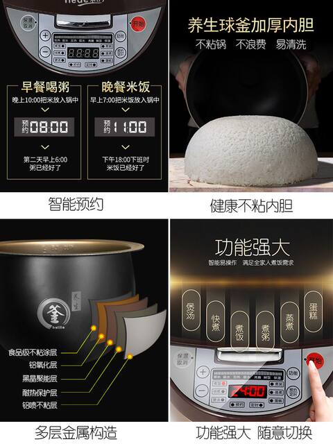 Wo's rice cooker household mini rice cooker small cooking 1-2 people 3-4 people intelligent automatic multi-function