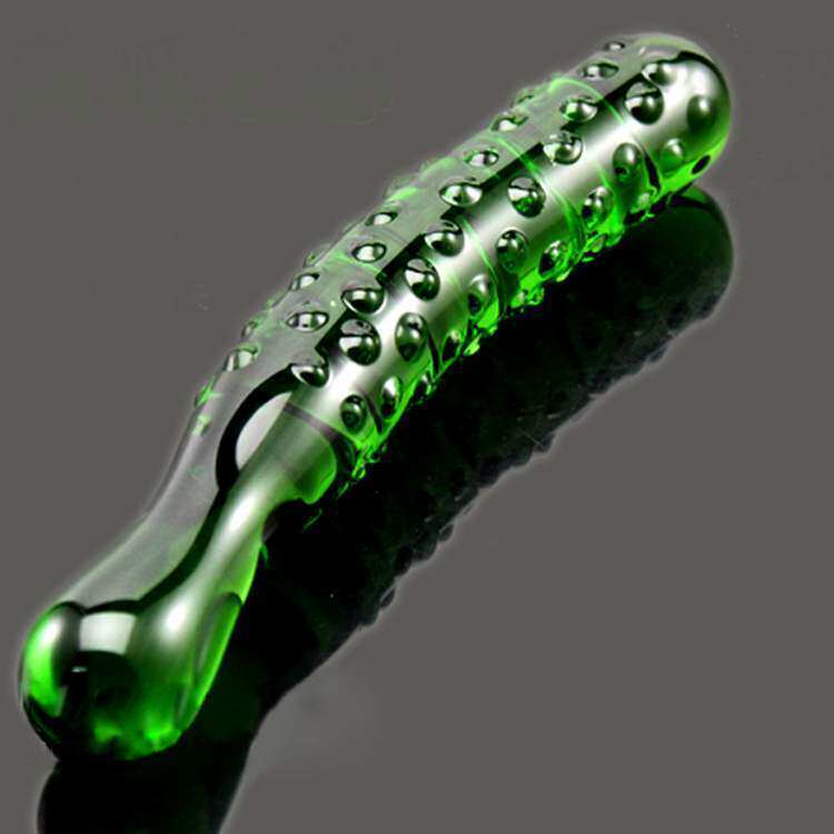 Emerald Cucumber Glass Crystal Ice Fire Stick Female Masturbation Device G-spot Backyard Anal Plug Heating Masturbation Stick