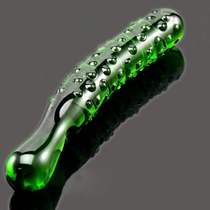 Emerald Cucumber Glass Crystal Ice Fire Stick Female Masturbation Device G-spot Backyard Anal Plug Heating Masturbation Stick