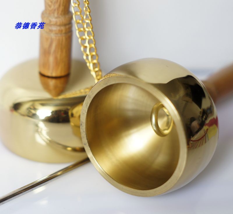 Large pure copper chime thickened 4mm diameter 57 copper exhausted Qing temple instrument wooden fish