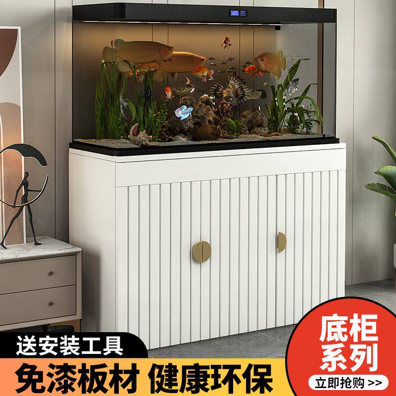 New fish tank bottom cabinet base fish tank shelf light and luxurious closing of water family cabinet living-room storage containing cabinet-Taobao