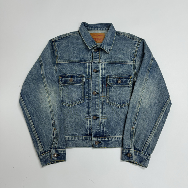 Cleanfit Washed Dark Blue Stone Ground Marble Pattern 90S Washed Retro Japanese Denim Jacket for Men and Women