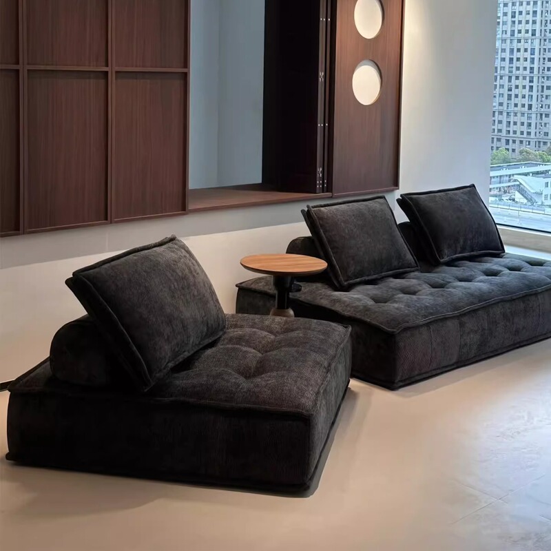 Original Piedmont Chenille Fabric Double-Sided Sofa for Living Room, Single and Double Modular Combination, Cube-Shaped Floor Seating