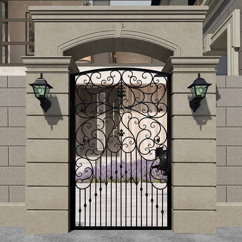 Custom wrought iron gate courtyard door outdoor garden yard European-style villa door country home single and double switch fence door