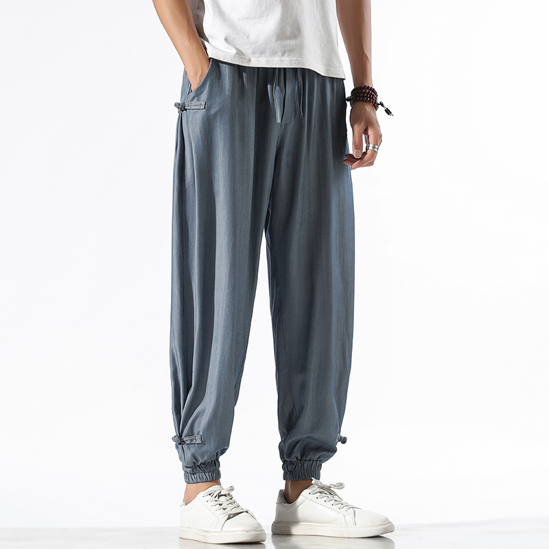 China Wind Men's Clothing Light Thin Section Ice Tow Stomping Pants Men Loose Pants Summer small feet Harun pants Down with men's pants