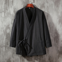 Chinese Tang clothing improved Han clothing Chinese style mens clothing Lay linen jacket National style Youth ancient clothing Cotton and Hemp Zen clothing