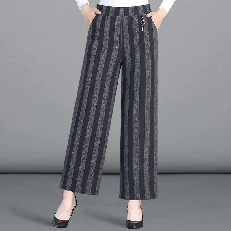 Mom wide-leg pants spring and autumn new middle-aged women's pants loose high waist thin middle-aged people wear wide-leg slacks outside