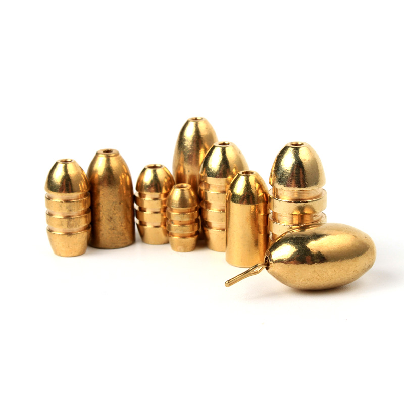 Luya cast net bullet copper pendant pure copper fishing perforated through heart swivel accessories Texas fishing group counterweight inverted pendant