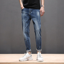 Official website flagship store 2021 jeans mens simple fashion casual long pants trend slim elastic straight tube
