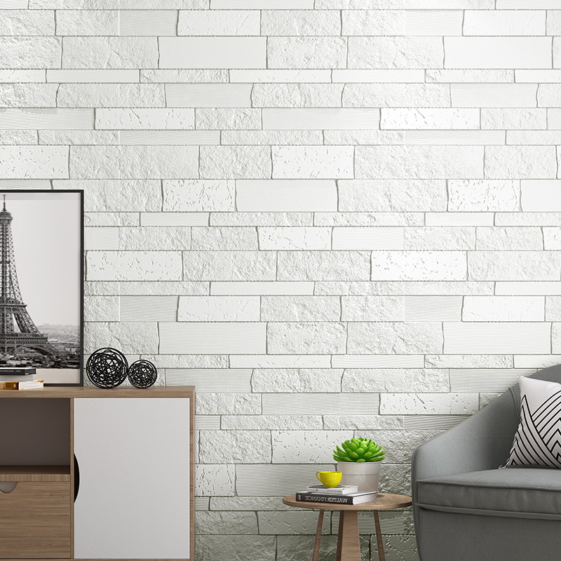 3D Solid White Brick Pattern Wallpaper Self-Adhesive Waterproof Wall Patch Foam Brick Bedroom Living Room Clothing Shop Background Wall Wallpaper