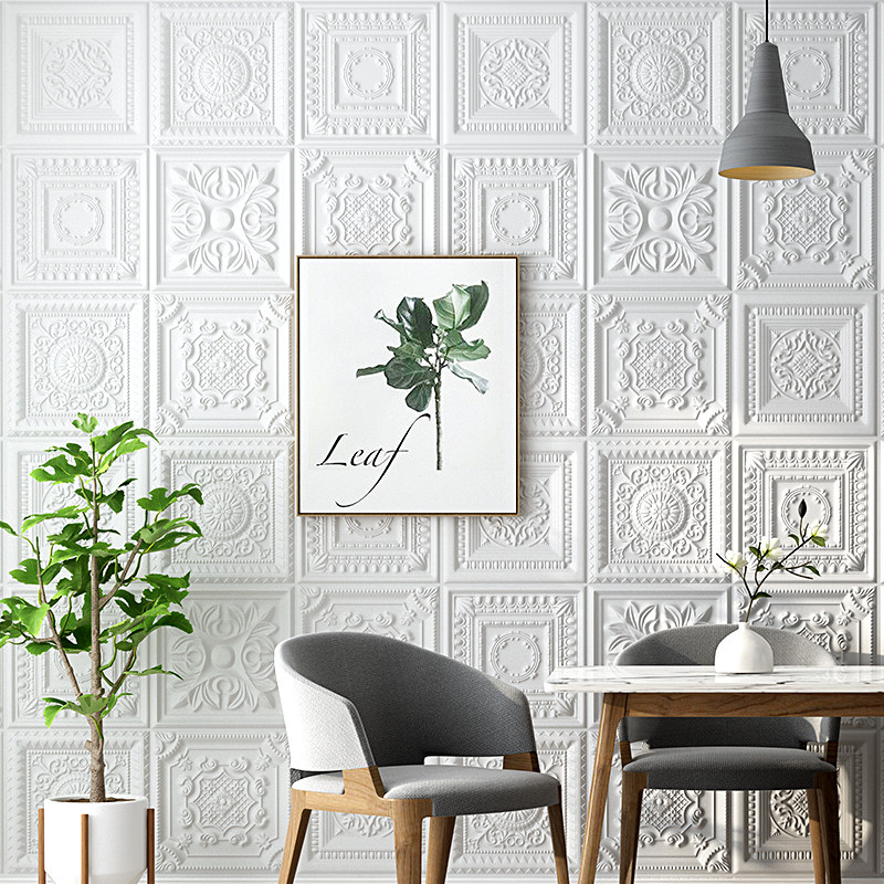 Nordic style wallpaper self-adhesive waterproof 3D three-dimensional wall stickers bedroom living room decoration TV background wall wallpaper thickening
