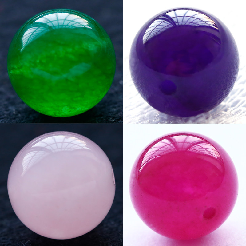 Natural quartzite purple green powder chalcedony round loose beads Buddha beads wear agate bracelet hand string diy handmade jewelry material