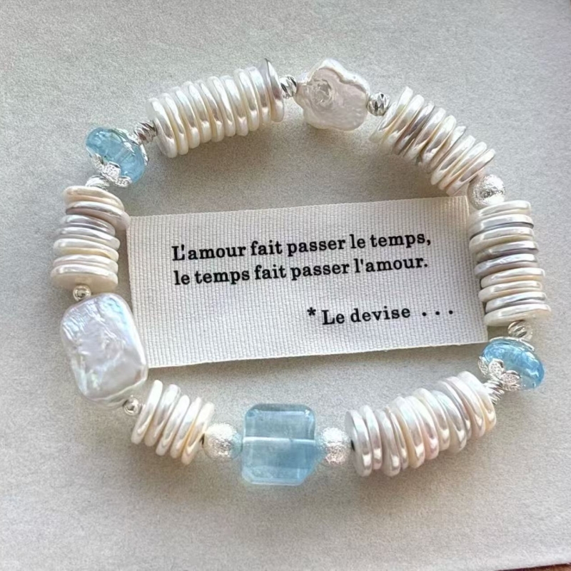 Fufu Cultural and Creative | Baroque Pearl × Aquamarine Cube Autumn/Winter Bracelet Fufu Cultural and Creative | Baroque Pearl × Aquamarine Cube Autumn/Winter Bracelet
