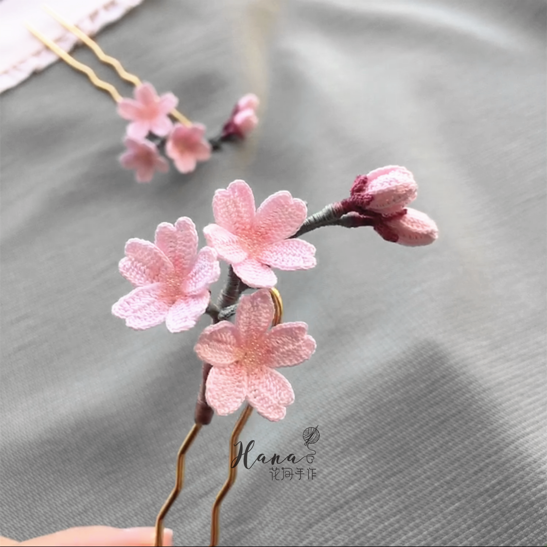 Hana花間手作古風櫻花髮簪頭飾髮釵步搖原創少女小清新漢服髮飾