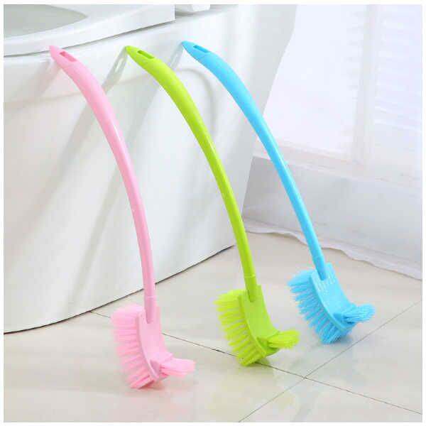 (2 packs) bathroom no dead corner toilet brush set cleaning brush long handle plastic toilet brush wash toilet brush