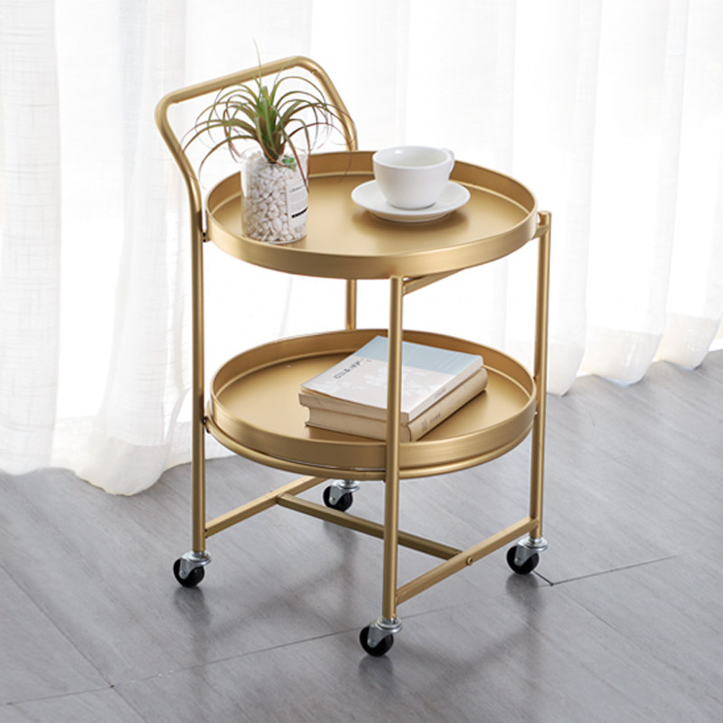 Sofa side table light luxury modern minimalist corner table small coffee table table bedroom bedside round table movable Nordic cart
