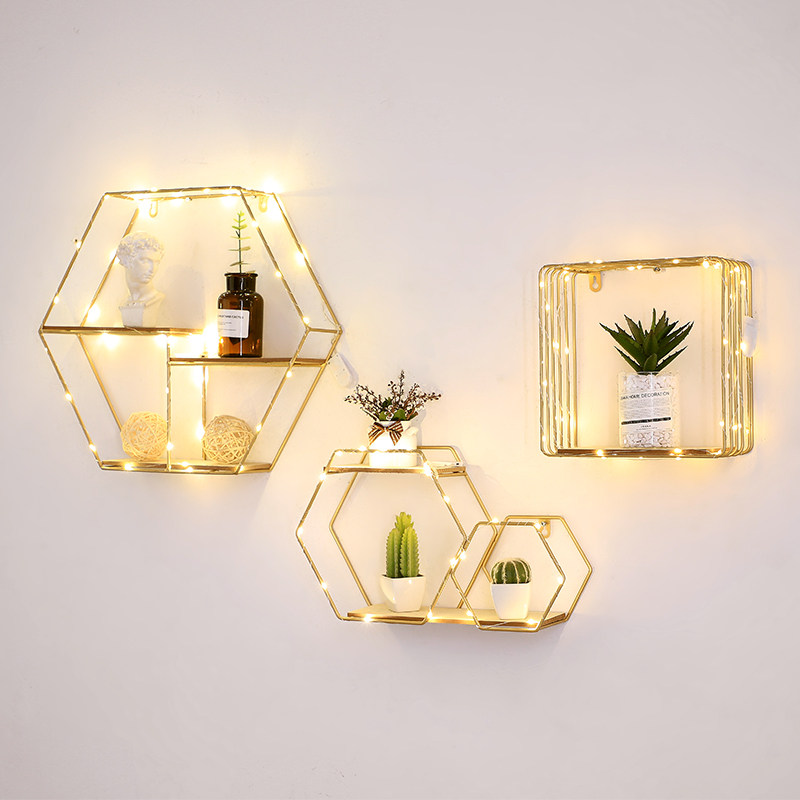 Nordic ins wall rack living room bedroom iron frame modern minimalist dining room wall decoration free punch