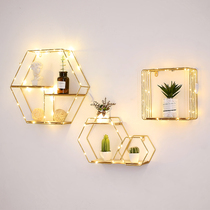 Nordic Ins Wall Shelf Living Room Living-room Bedroom Iron Art Shelf Modern Minima Restaurant Wall Deco free of punch