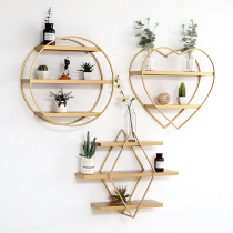 Nordic Wall Racks Hairdresden Hairdresden Beauty Shop Wall-mounted Iron Art TV Background Wall Restaurant Decorative Shelf