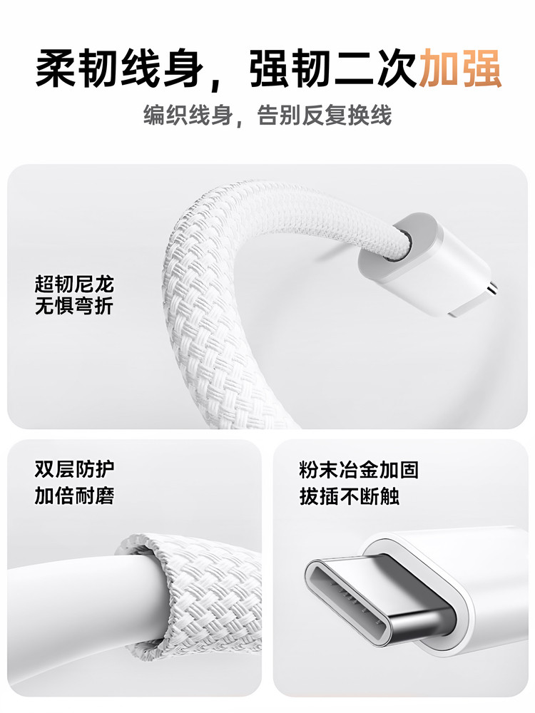 [45W Fast Charging Certified]Fivi Official Compatible Apple 17 Pro Max Charging Cable iPhone 15 Data Cable 16 Dual Type-C 14 Charger USB Mobile Phone Pd Braided iPad Car Charger