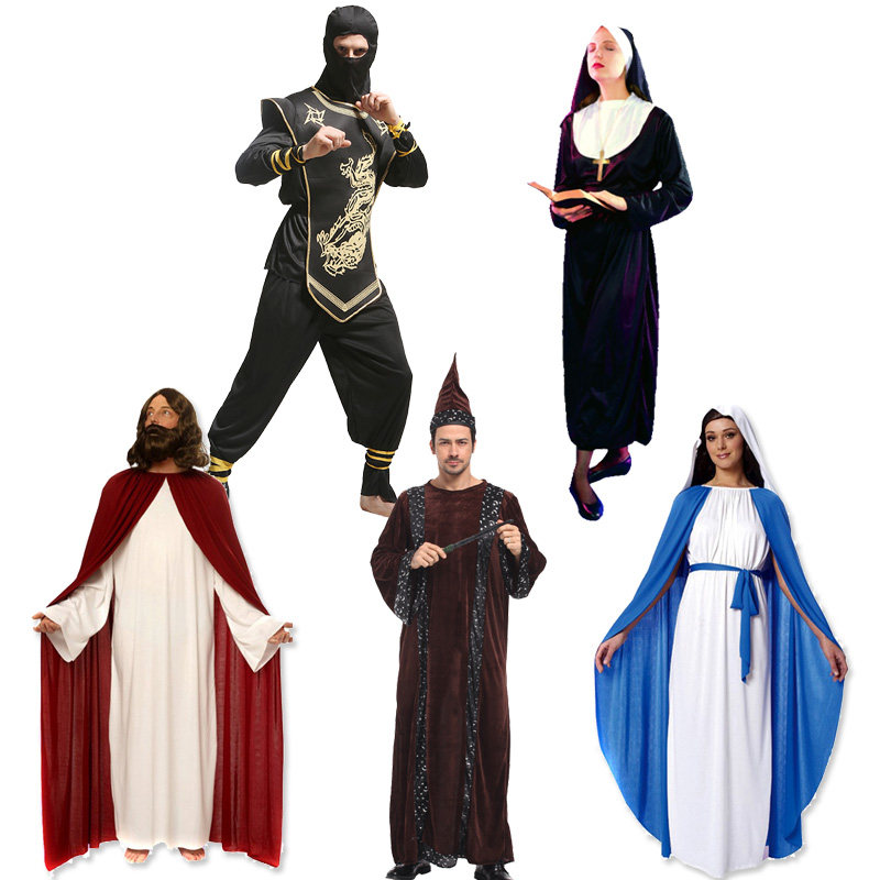 Halloween Costume Adult Cos Corner Color Plays Prom Priest Missionary Magician Wizard Elders Clothes-Taobao