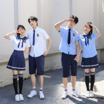 High school students graduating class uniform jk uniform navy wind junior high school chorus costume summer school uniform short-sleeved skirt suit