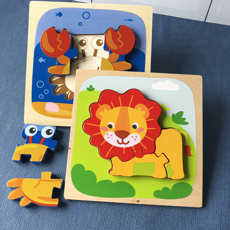 Infant Early Education Puzzle Toy Children Baby Cartoon Animal Puzzle 1-3-year-old Wise to develop boy girl