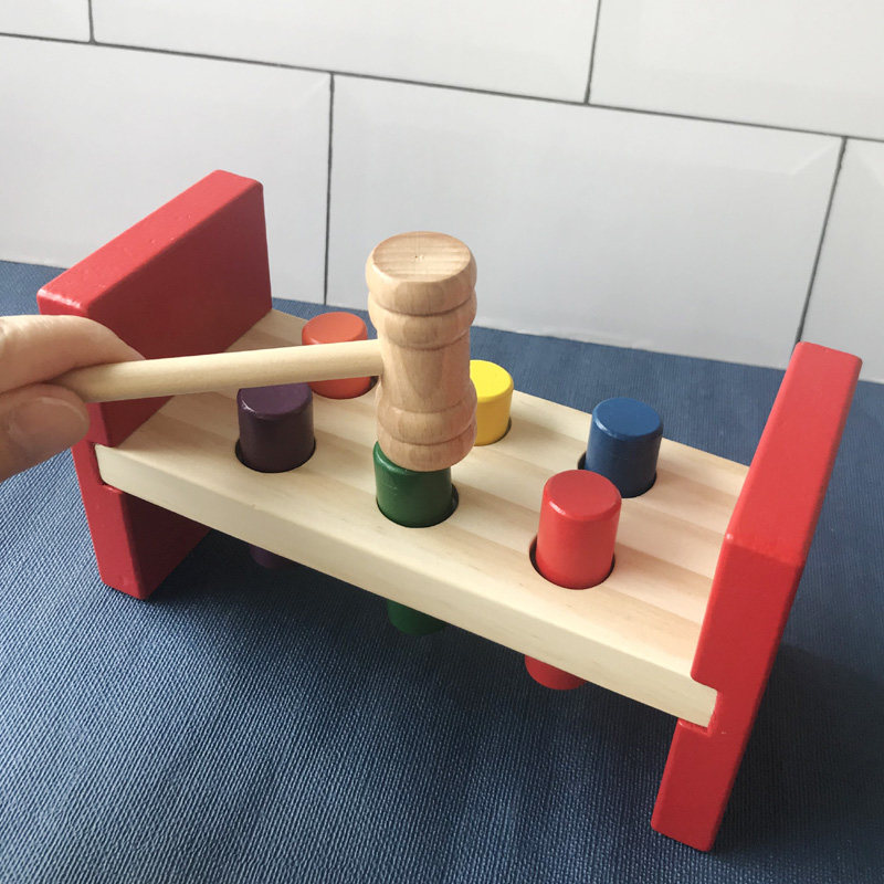 Baby early education Montessori small hammer toy children knocking music pile table knocking table hammer head boy intellectual development