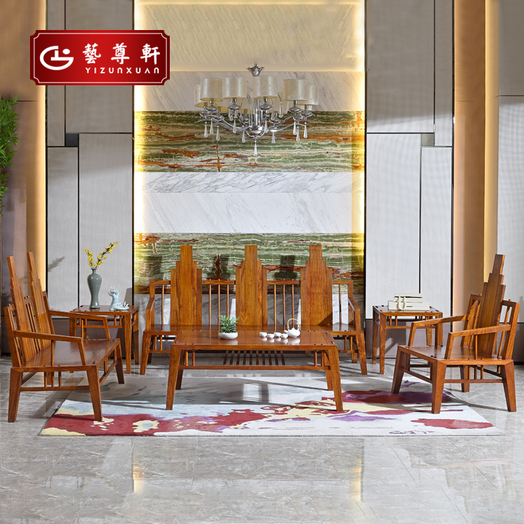 Yizunxuan mahogany furniture rosewood hedgehog red sandalwood new Chinese living room wood also modern sofa solid wood sofa set
