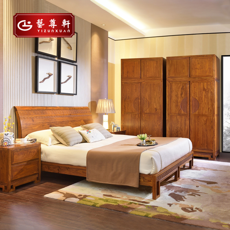 Yizun Xuan Luban mahogany dream come true 18 meters mahogany double bed Burmese rosewood Chinese-style solid wood king bed