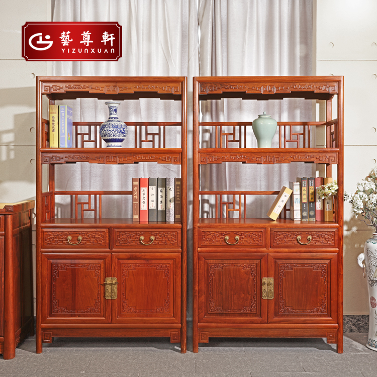 Yizunxuan mahogany furniture good luck accompanied by open bookshelf rosewood large fruit red sandalwood study floor rack