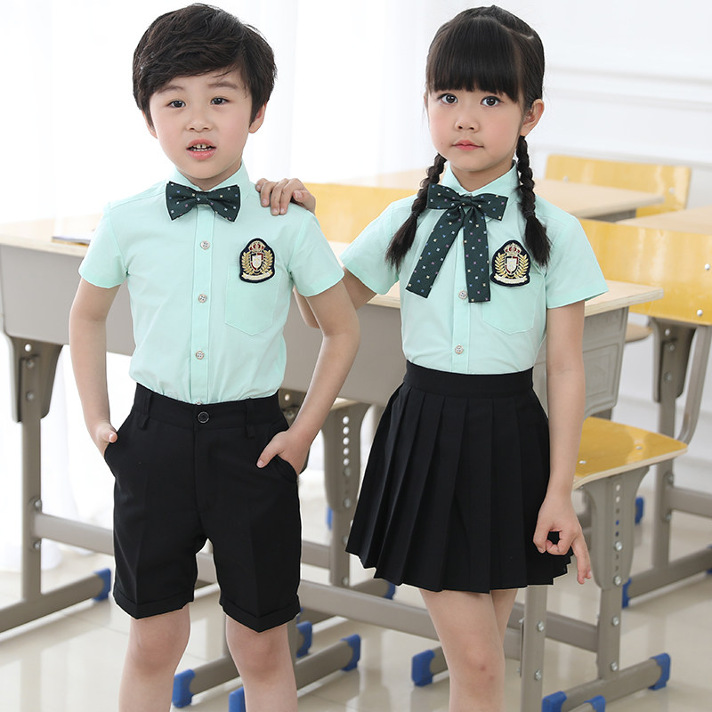 Class clothes summer graduation photos clothing Korean version of boys and girls short sleeve shirt set primary school uniforms kindergarten uniforms kindergarten uniforms