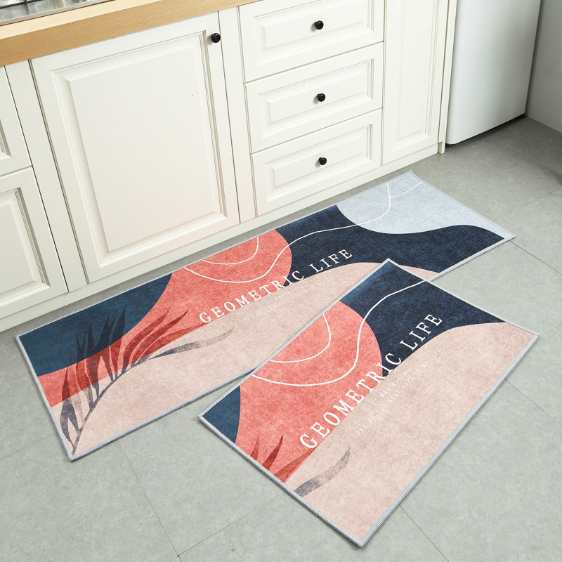 Kitchen floor mats can be wiped non-slip, wash-free, oil-proof and waterproof long mats for home door entry door mats absorbent carpet