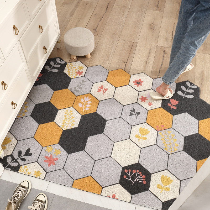 Nordic entry door mat mat door porch silk ring foot mat can be cut carpet entry door net red household mat