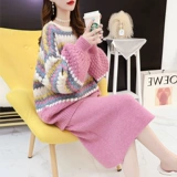 Модный комплект, свитер, осенний, коллекция 2022, в стиле Шанель, свободный крой, в западном стиле