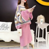 Модный комплект, свитер, осенний, коллекция 2022, в стиле Шанель, свободный крой, в западном стиле