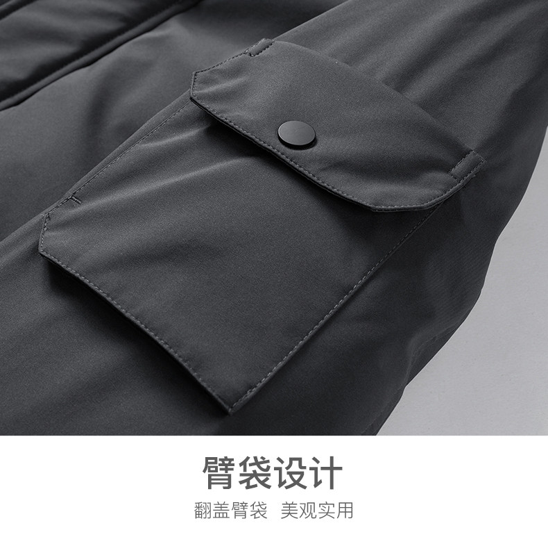 雅鹿 男士中长款 连帽保暖羽绒服 90%鹅绒 红外蓄热内里 图17