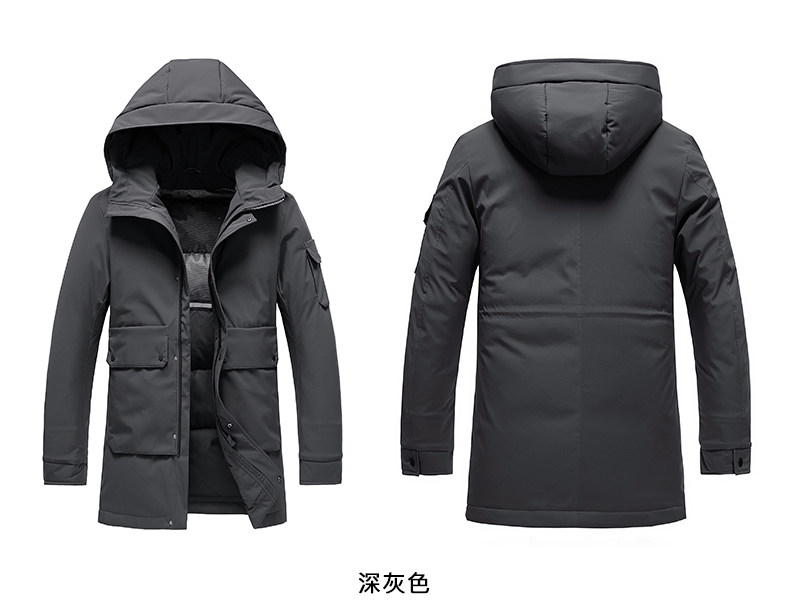 雅鹿 男士中长款 连帽保暖羽绒服 90%鹅绒 红外蓄热内里 图14