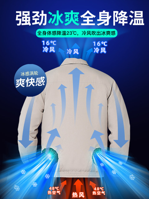 Extra-Large Fan] Summer Cooling Air-Conditioned Clothing for Men with 4 Fans, Cooling and Charging Work Clothes for Construction Sites