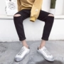 Phiên bản Hàn Quốc của xu hướng quần tây hoang dã giản dị mùa hè Quần jeans ôm sát kiểu dáng quần dài nam kiểu quần lửng - Quần jean quần sooc