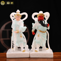 Han White Jade Buddha Statue Vedic Bodhisattva 12 inch Garan Bodhisattva enshrines home ornaments Wei Da Jia Lan Protector Guan Gong