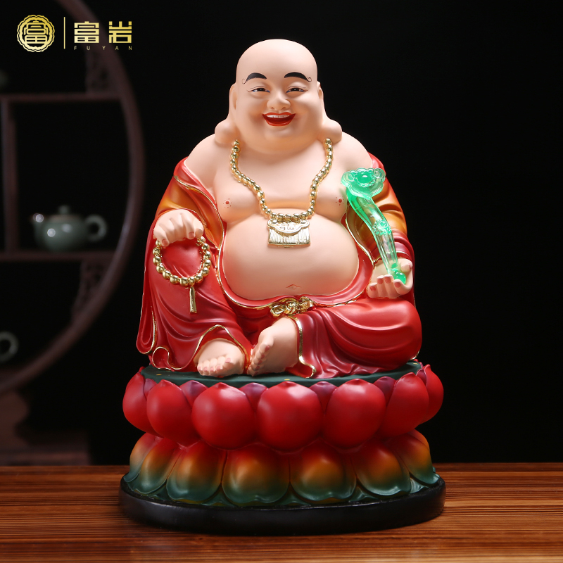 The Millover Buddha statues are dedicated to the home living room red clothes laughing Buddha's big belly Millver resin stay-at-home pendulum-Taobao