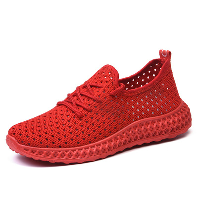 夏季新款韩版时尚透气女网鞋舒适休闲平底防滑小红鞋运动鞋跑步鞋
